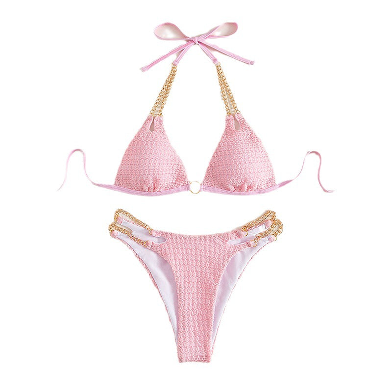 Damen Triangel-Bikini mit edlen Ketten-Details und raffinierten Schnürungen EB