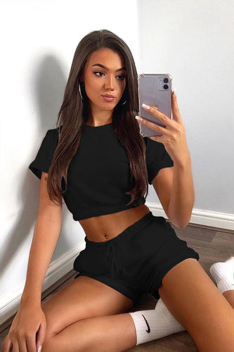 Damen Sportliches Lounge-Set mit verkürztem Oberteil und bequemen Shorts EB