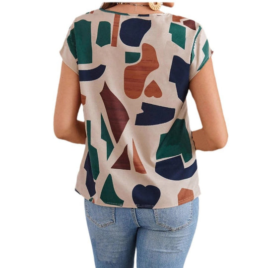 Damen lässige Bluse mit geometrischem Muster EB