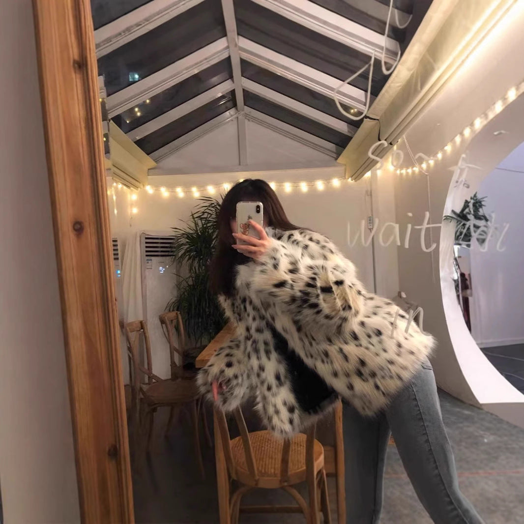 Damen Fluffy Kunstfell Jacket EB