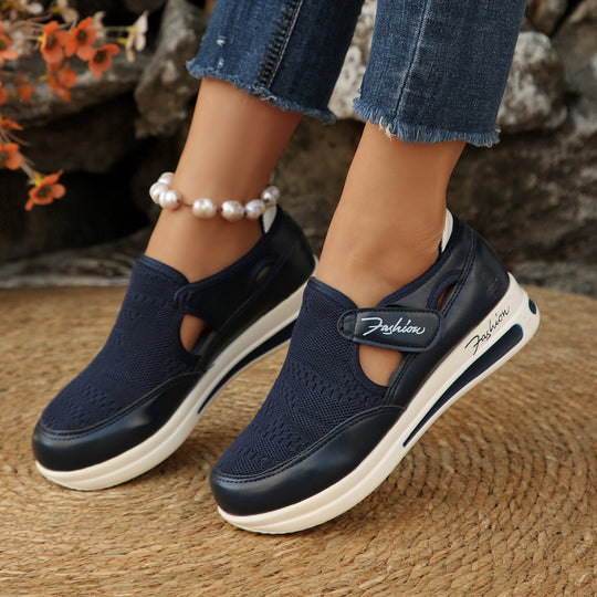Damen atmungsaktive Slip-On Sneakers mit elastischem Obermaterial EB