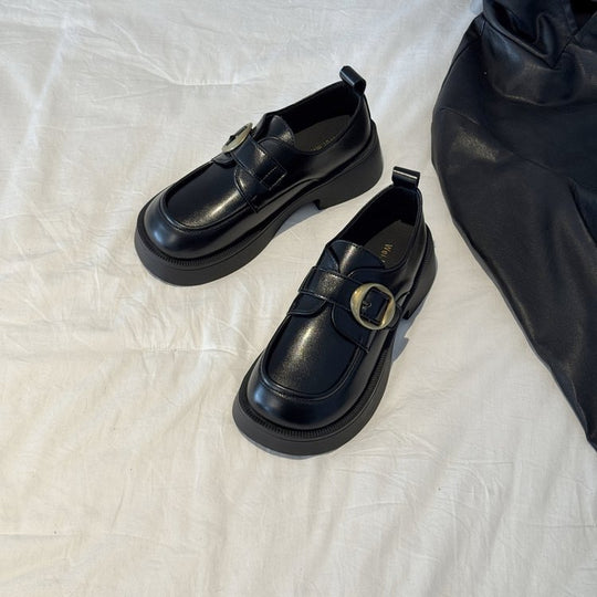 Damen elegante Loafers mit dekorativem Schnallenverschluss und rutschfester Sohle EB