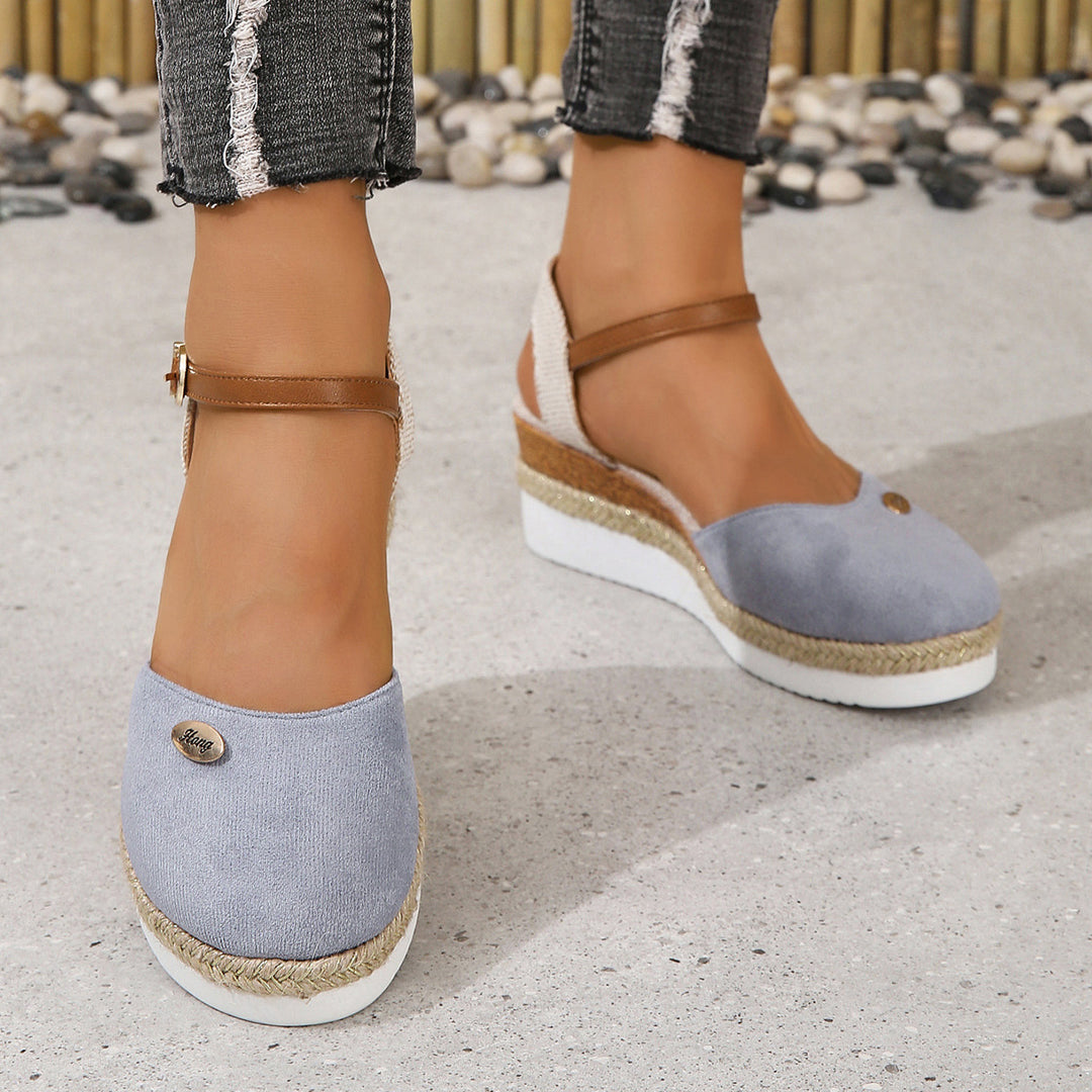 Damen Wedge-Sandalen mit geflochtenem Riemendesign und komfortablem Fußbett EB