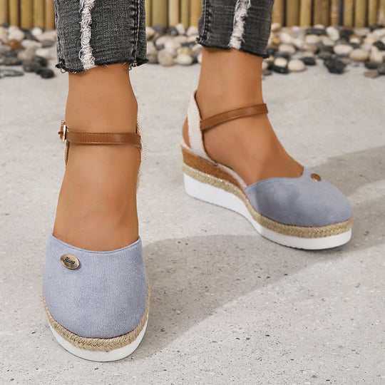 Damen Wedge-Sandalen mit geflochtenem Riemendesign und komfortablem Fußbett EB