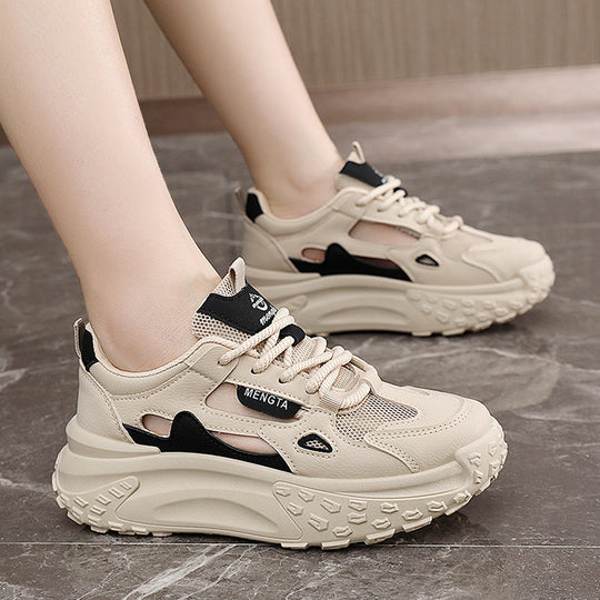 Damen sportliche Chunky Sneakers mit atmungsaktiven Netzeinsätzen und dämpfender Sohle EB