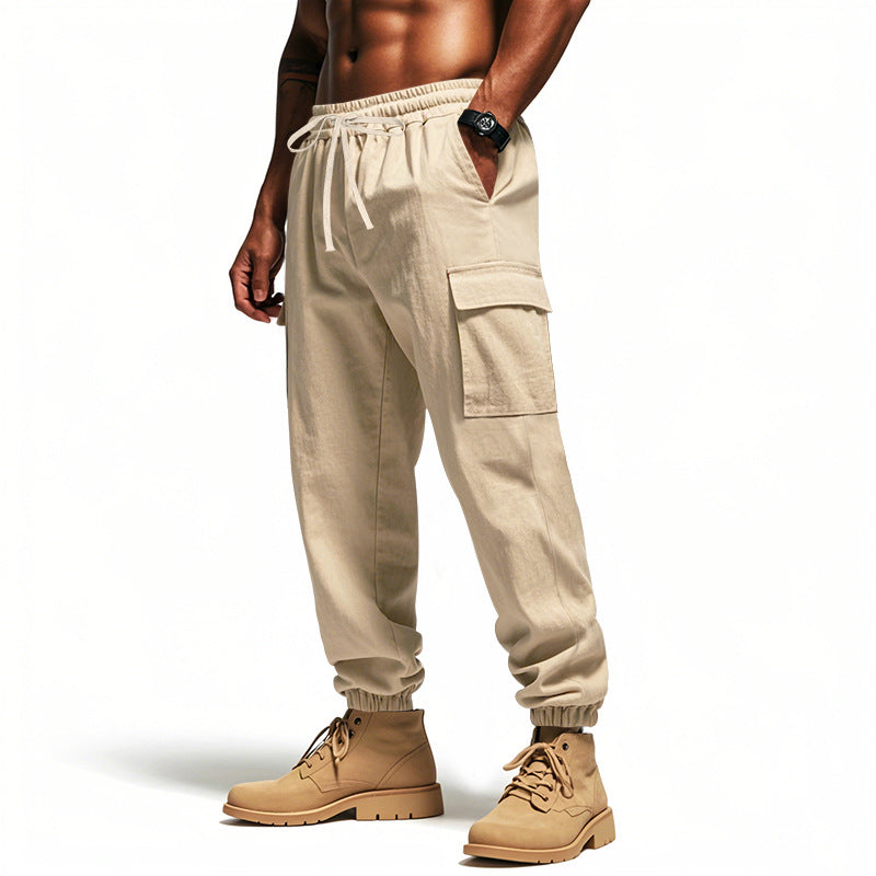 Herren Utility-Cargo-Jogger mit elastischem Bund, Kordelzug und großem Seitentaschen‑Panel EB