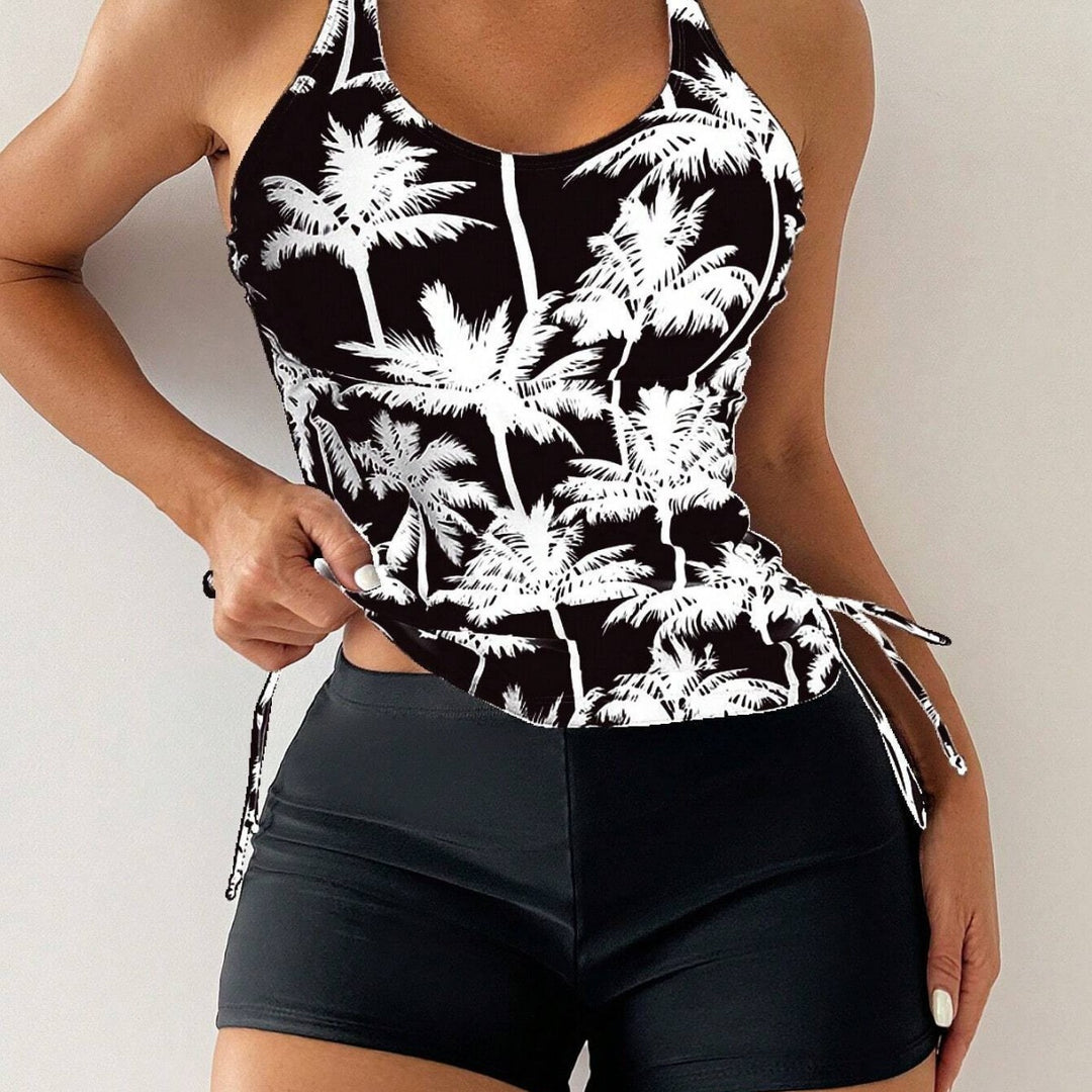 Damen Sportliches Tankini-Set mit verstellbaren Seitenschnüren EB