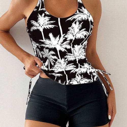 Damen Sportliches Tankini-Set mit verstellbaren Seitenschnüren EB
