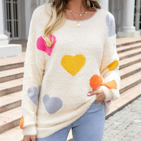 EB | Strickpullover Mit Süßem Herzmuster