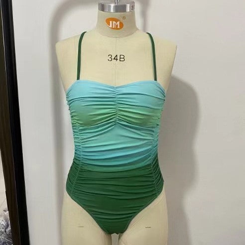 Damen Einteiler Badeanzug mit raffiniertem Rüschendesign EB