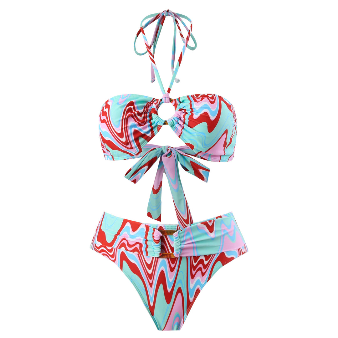 Damen Bikini-Set mit trendigem Wickelrock und faszinierendem Muster EB