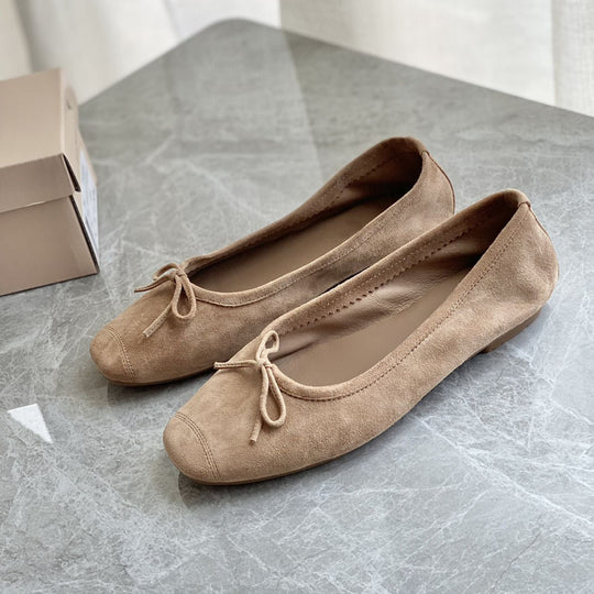 Damen Flache Ballerinas mit zierlichem Schleifenakzent EB