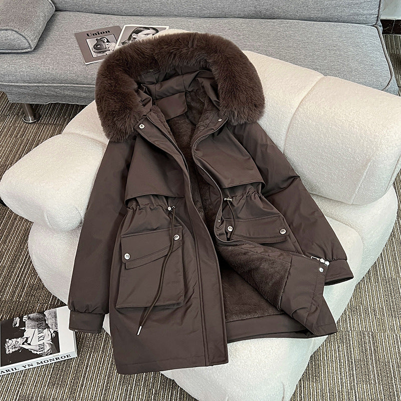Damen Modischer Winterparka mit kuscheligem Innenfutter und praktischen Taschen EB