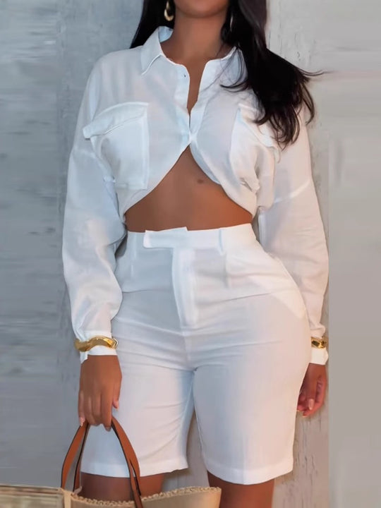 Damen Luftige Sommerbluse und kurze Hose Set EB