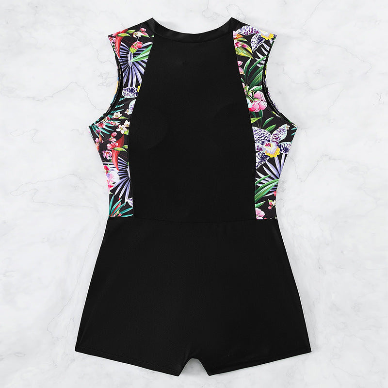 Damen Sportlicher Neopren-Einteiler mit floralem Design EB