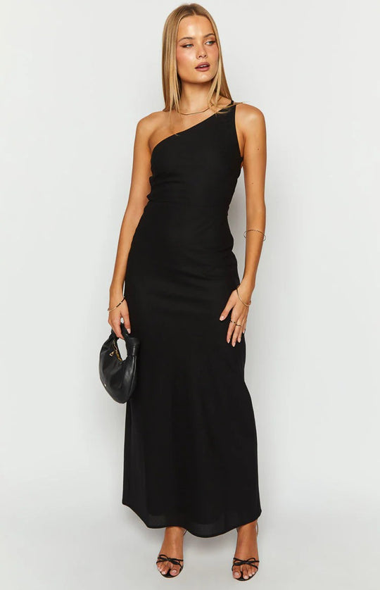 Damen Maxi-Kleid mit asymmetrischem Ausschnitt EB