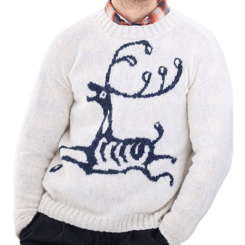 Herren Pullover mit festlichem Rentier-Motiv und hochwertiger Wollmischung EB