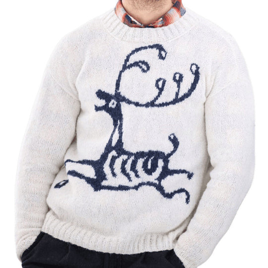 Herren Pullover mit festlichem Rentier-Motiv und hochwertiger Wollmischung EB