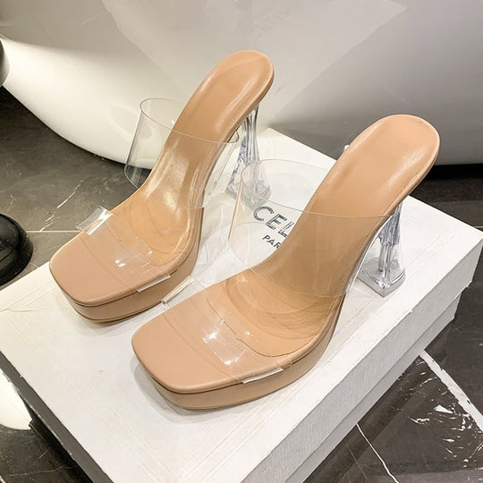 Damen elegante transparente High Heel Sandalen EB
