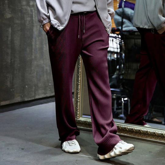 Herren nan locker geschnittene Plissee-Hose mit Tunnelzug und weitem Bein EB