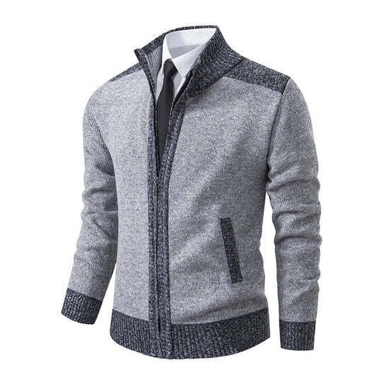Herren modische Strickjacke mit hohem Kragen und Reißverschluss EB