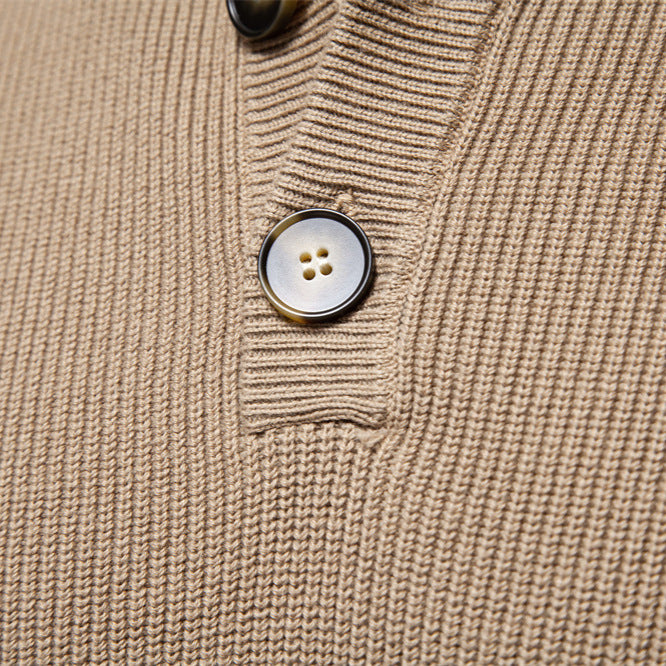 Herren Pullover mit Knopfleiste und strukturiertem Muster EB