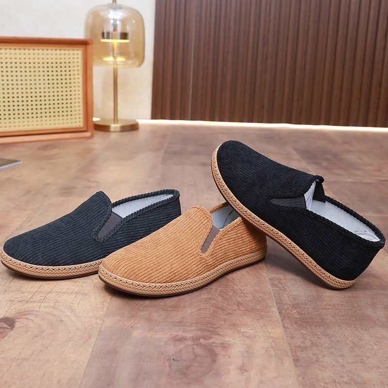 Damen bequeme Slip-On Schuhe aus Cord mit rutschfester Sohle EB