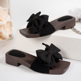 Damen Offene Slipper mit dekorativem Schleifendetail EB