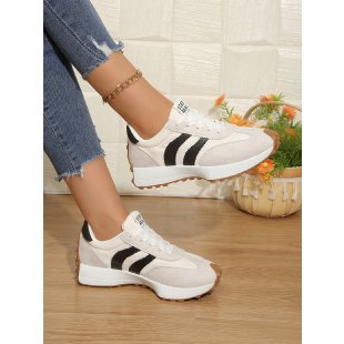 Damen Sportliche Retro Sneakers mit rutschfester Laufsohle EB