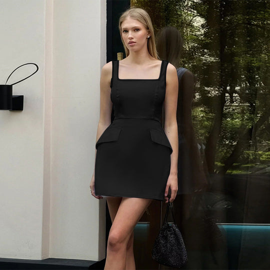 Damen figurbetontes Sommerkleid mit praktischen Taschen EB