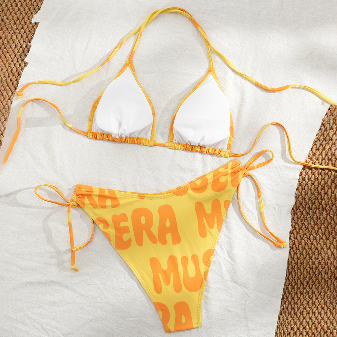 Damen Bikini-Set mit verspieltem Farbmuster und verstellbaren Bändern EB