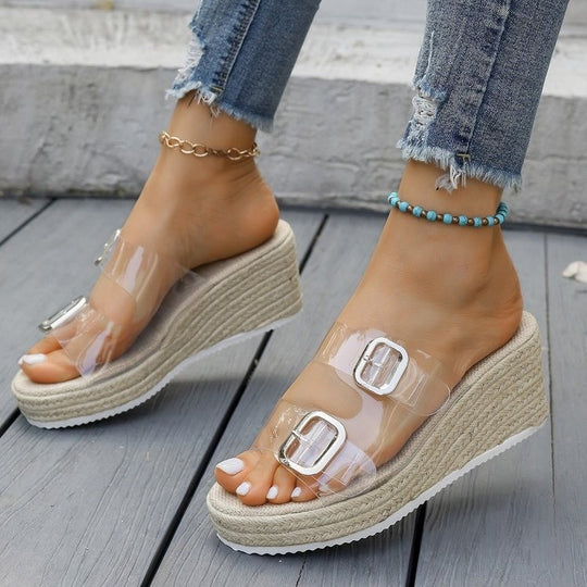 Damen Wedge-Pantoletten mit geflochtenem Obermaterial und komfortabler Sohle EB