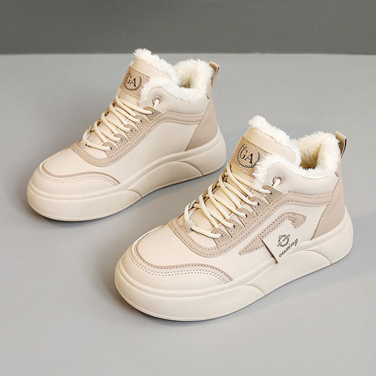 Damen modische Winter-Sneaker mit luxuriösem Kunstfell und rutschfester Sohle EB