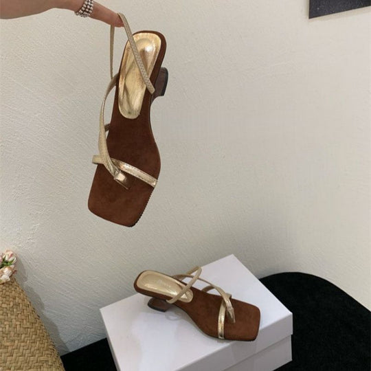 Damen elegante Slingback Sandalen mit präziser Riemchenführung EB