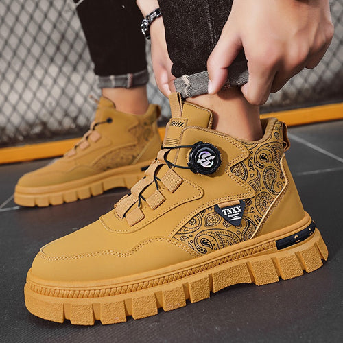 Damen Hochwertige High-Top Sneakers mit Paisleymuster und praktischen Schnellschnürsystem EB