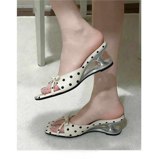 Damen elegante Slip-On Sandalen mit dekorativen Punkten EB