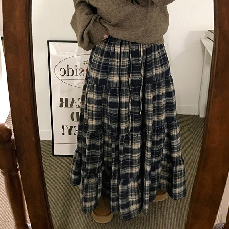 Damen Langer, karierter Maxi-Rock im Lagenlook EB