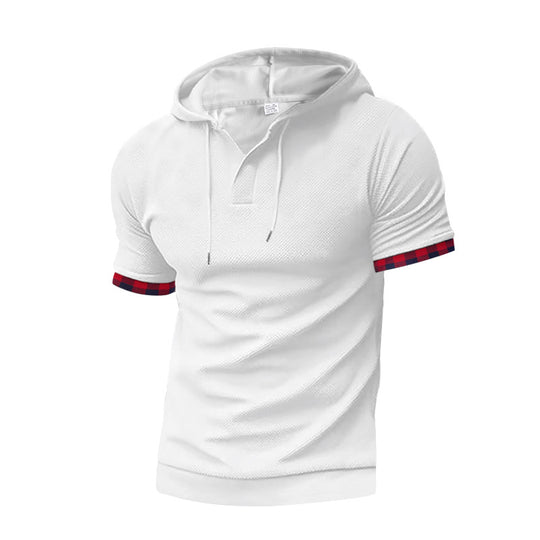 Herren modernes Kapuzenshirt mit strukturiertem Design und kontrastierenden Ärmeln EB