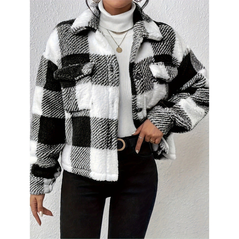 Damen Fleecejacke mit Karomuster EB