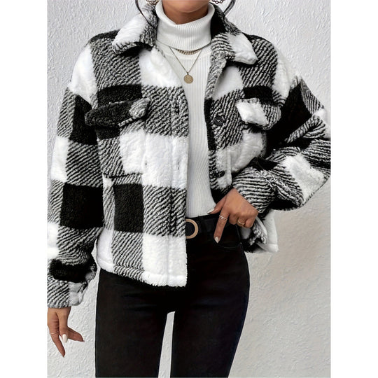 Damen Fleecejacke mit Karomuster EB
