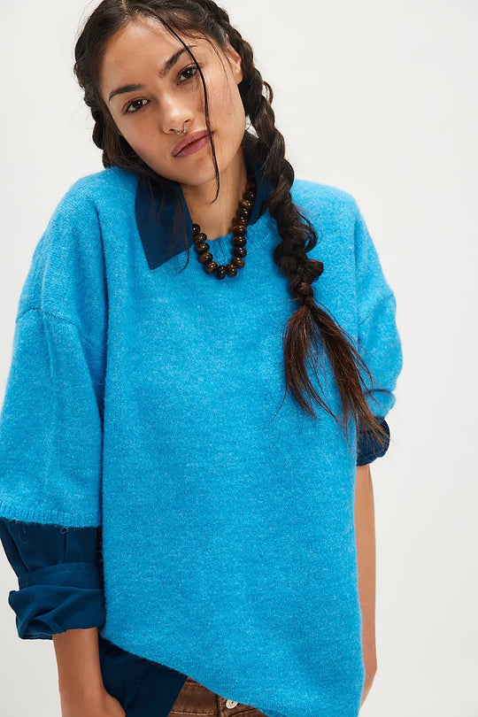 Damen Stylish halbtransparentes Sweatshirt mit Spitze und lässigem Schnitt EB