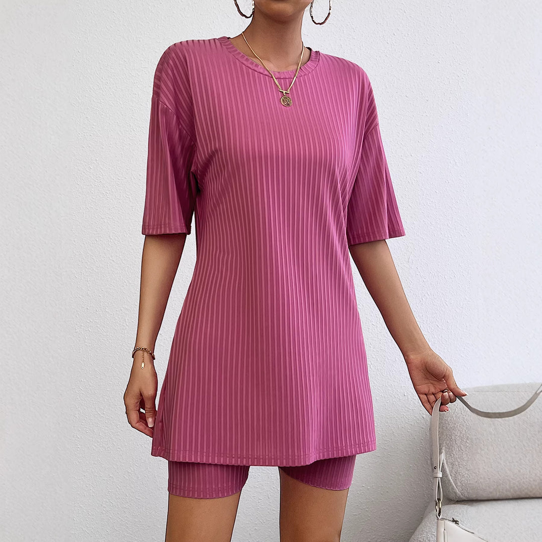 Damen Sportliches Kurzarm-Kleid mit integriertem Radlerhose EB