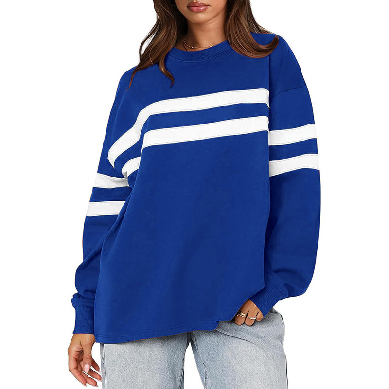 Damen Oversized Sweatshirt mit trendigen Streifen EB