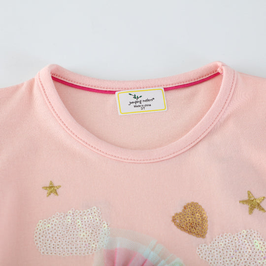 Mädchen Sweatkleid mit buntem Einhorn-Design und Glitzerapplikationen EB
