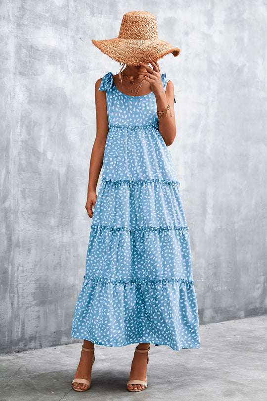 Damen Maxikleid mit verspieltem Volant und zartem Muster EB