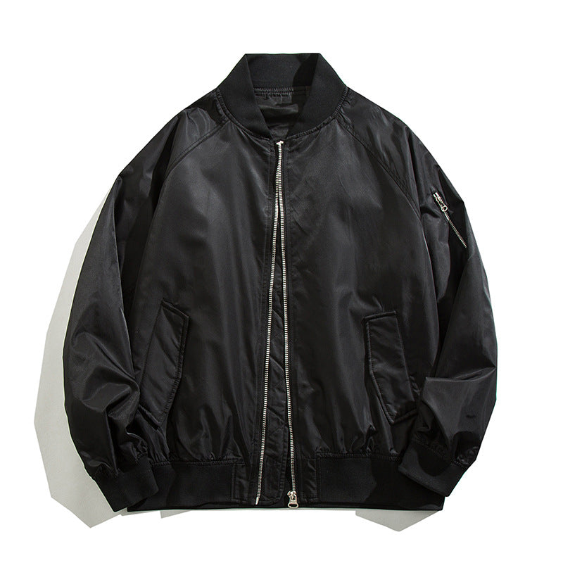 Men's  relaxed nylon zip-front bomber jacket with raglan sleeves and angled flap hand pockets EB