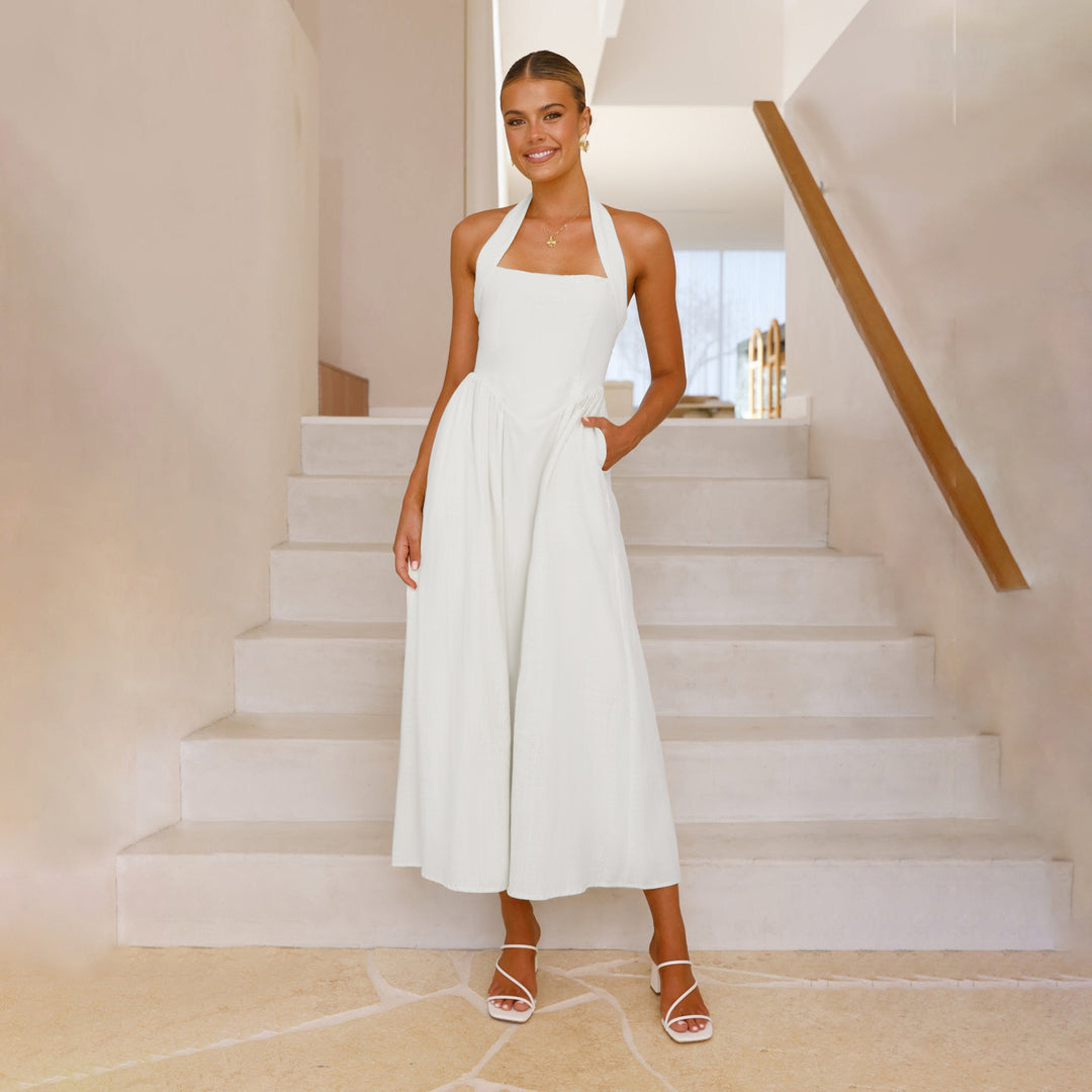 Damen Maxikleid mit schulterfreier Silhouette und eleganter Taillierung EB
