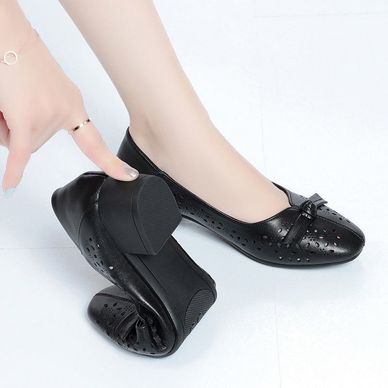 Damen Elegante und luftige Ballerinas mit modischem Lochdesign und komfortablem Absatz EB