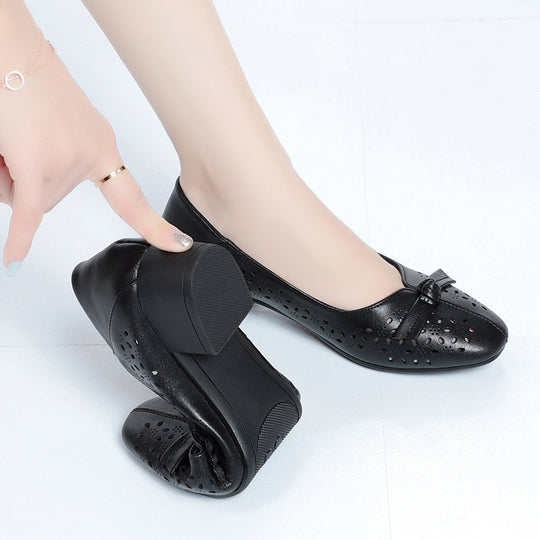 Damen Elegante und luftige Ballerinas mit modischem Lochdesign und komfortablem Absatz EB