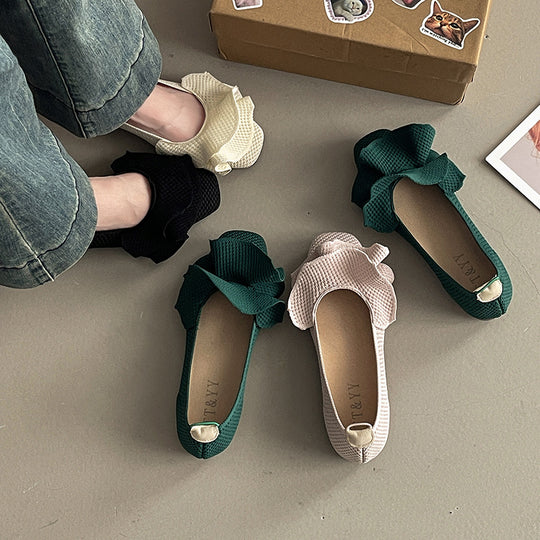 Damen Ballerina-Schuhe mit eleganter Rüschendekoration EB